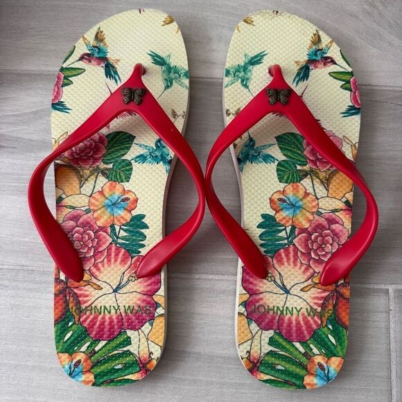 Johnny Was Andrea Hummingbird Flip Flop Thong Sandals 9/10 - Picture 3 of 8